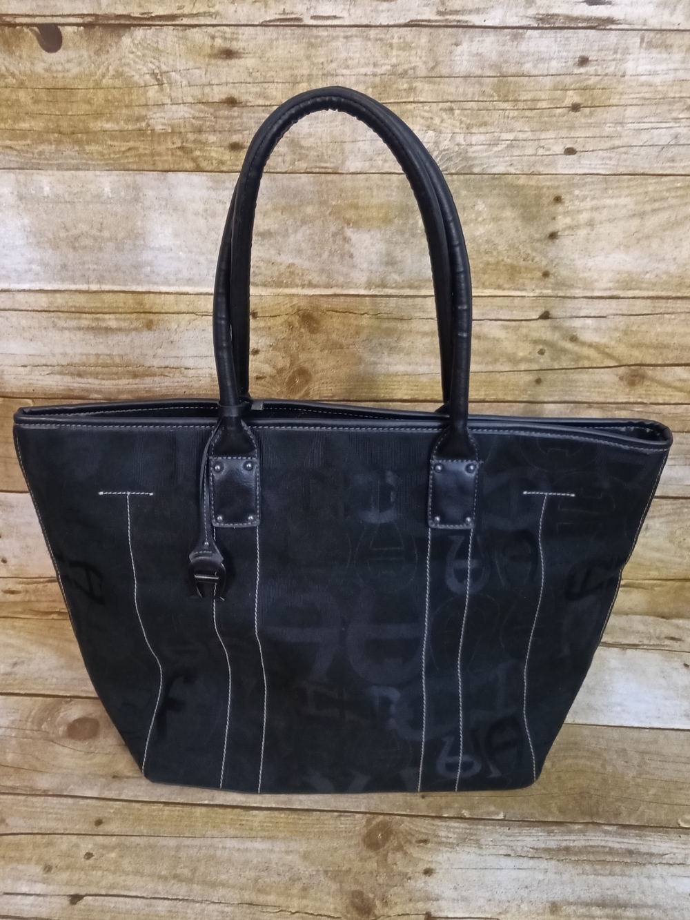 Etienne Aigner Black Tote with Contrast Stitching